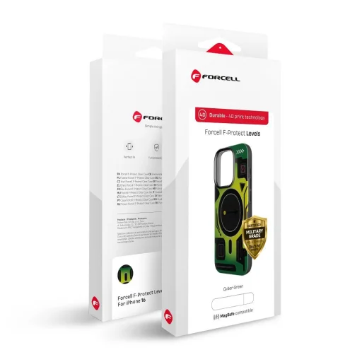 FORCELL F-PROTECT Levels Dual Layer 4D technológiával, katonai ejtési teszttel kompatibilis, MagSafe támogatással SAMSUNG S25 PLUS számára cybert zöld tok - 6
