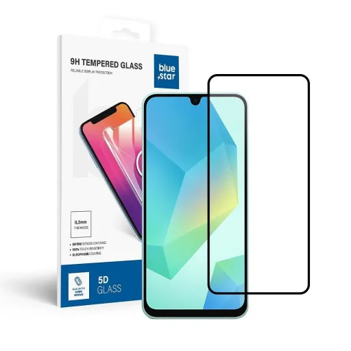 Edzett Üveg Blue Star - SAMSUNG A16 5G Teljes Felületű (teljes ragasztás kerettel/kisebb méret) - fekete üvegfólia - 6