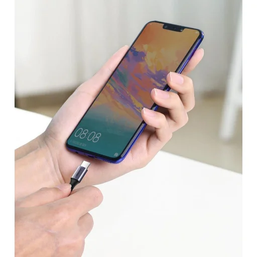 Ugreen US255 50123 USB-C (egyenes) / USB-C (szögletes) PD QC kábel 60W 3A 1m - szürke - 13