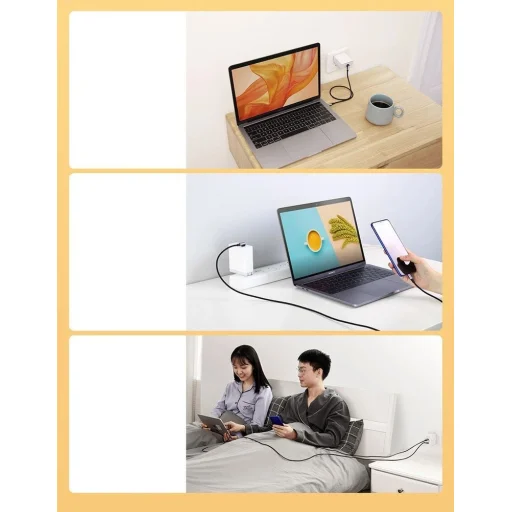 Ugreen US255 50123 USB-C (egyenes) / USB-C (szögletes) PD QC kábel 60W 3A 1m - szürke - 14