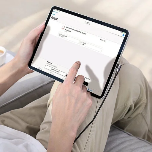 Ugreen US255 50123 USB-C (egyenes) / USB-C (szögletes) PD QC kábel 60W 3A 1m - szürke - 4