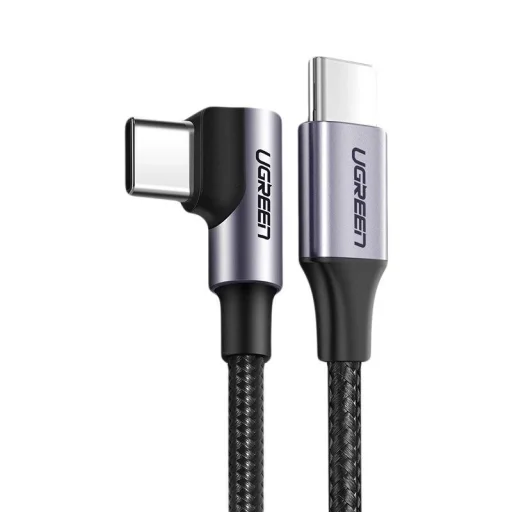 Ugreen US255 50123 USB-C (egyenes) / USB-C (szögletes) PD QC kábel 60W 3A 1m - szürke - 1