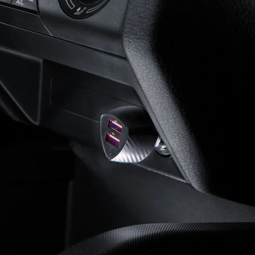 FORCELL F-ENERGY Carbon CC50-2A autós töltő 2 x USB A QC3.0 3A 36W fekete - 4