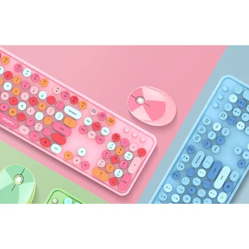 Vezeték nélküli billentyűzet + egér készlet MOFII Sweet 2.4G (rózsaszín) - 3