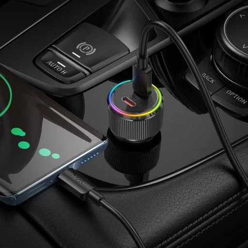 HOCO autós töltő 2 x Type C QC PD 50W NZ14B fekete - 2