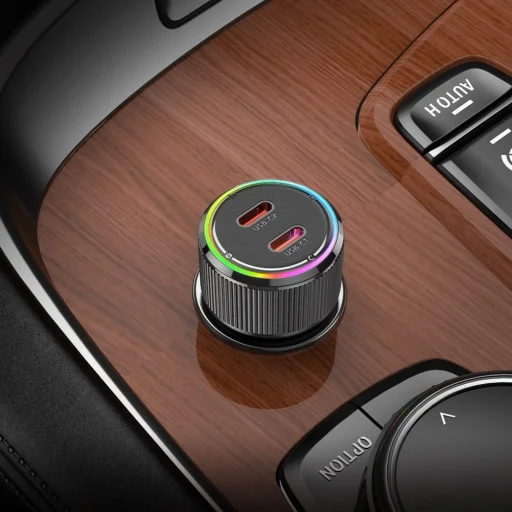 HOCO autós töltő 2 x Type C QC PD 50W NZ14B fekete - 5