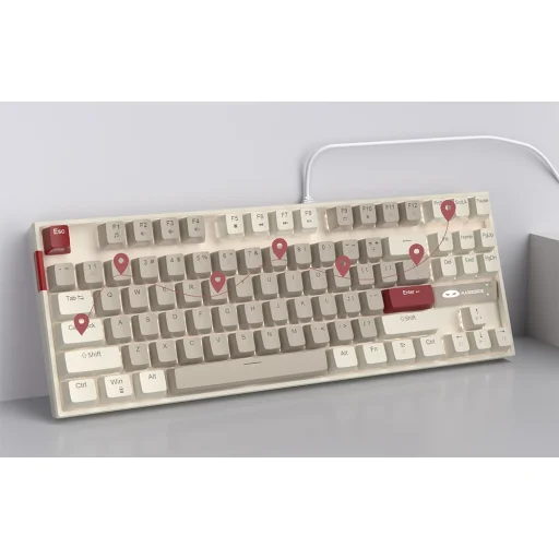 MageGee MK-STAR mechanikus gaming billentyűzet (retro fehér-szürke) - 5