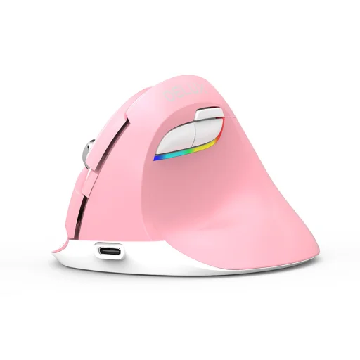 Delux M618Mini DB BT+2.4G 2400DPI Vezeték nélküli Vertikális Egér (rózsaszín) - 6