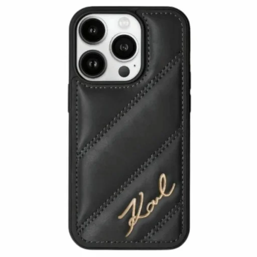 Karl Lagerfeld Diagonal Quilted Script tok iPhone 14 Pro Max-hoz - fekete - 1
