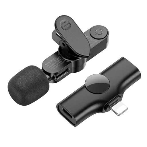 Borofone Lavalier vezeték nélküli mikrofon BFK12 Trophy Lightning fekete - 4