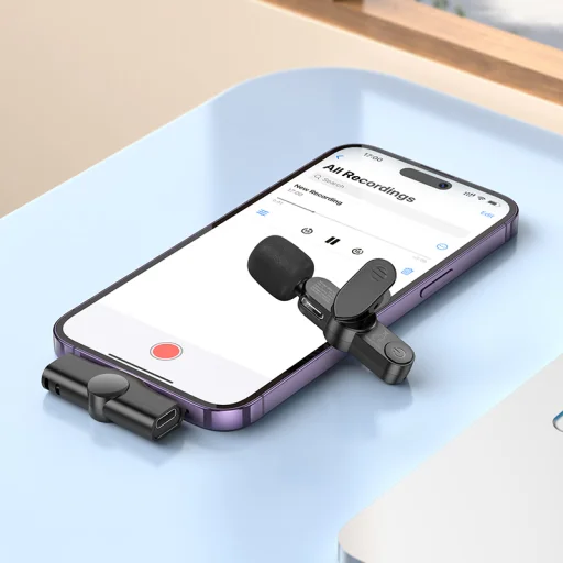 Borofone Lavalier vezeték nélküli mikrofon BFK12 Trophy Lightning fekete - 8