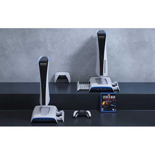 PS5 hűtőállomás és kettős kontroller töltő Kiwi Home PB01 fehér, - 2