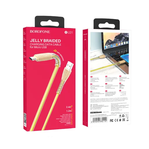 Borofone Kábel BU31 Clear Shadow Jelly - USB-Micro USB - 2,4A 1 méter arany - 5