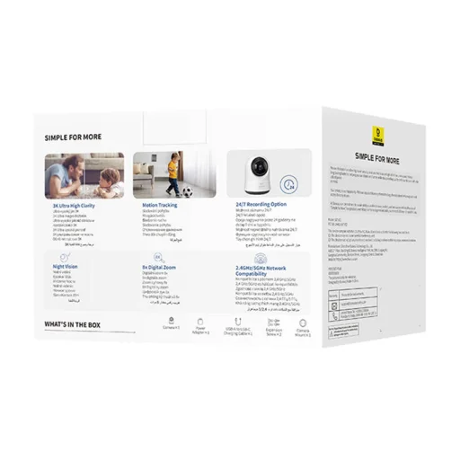 Baseus P1 Pro 3K biztonsági kamera (Fehér) - 9