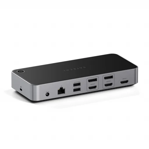 Satechi Alumínium 4K Kijelző Dokkoló Állomás (3x 4K/60Hz, 2x DisplayPort 1.4 4k/60Hz, 3x HDMI, 1x DP Alt mód, 1x USB 3.1, 1x USB-C 3.1 Gen2, 2x USB3.0, 1x USB-C 3.0, 1x Ethernet, 1x Audio, Kensington zár) - Szürke - 6