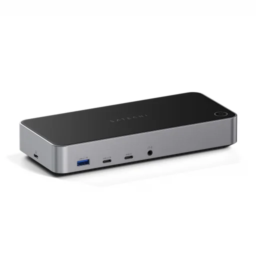 Satechi Alumínium 4K Kijelző Dokkoló Állomás (3x 4K/60Hz, 2x DisplayPort 1.4 4k/60Hz, 3x HDMI, 1x DP Alt mód, 1x USB 3.1, 1x USB-C 3.1 Gen2, 2x USB3.0, 1x USB-C 3.0, 1x Ethernet, 1x Audio, Kensington zár) - Szürke - 1