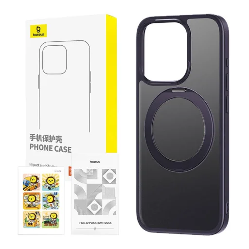 Baseus SkyRing 360° tok tartóval iPhone 14 Pro + üvegfólia és tisztítókészlet (lila) - 4