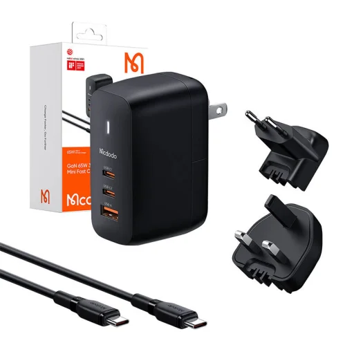 Mcdodo CH-8442 fali töltő UK/US/EU 2x USB-C + USB-A, kábel 2m - 5
