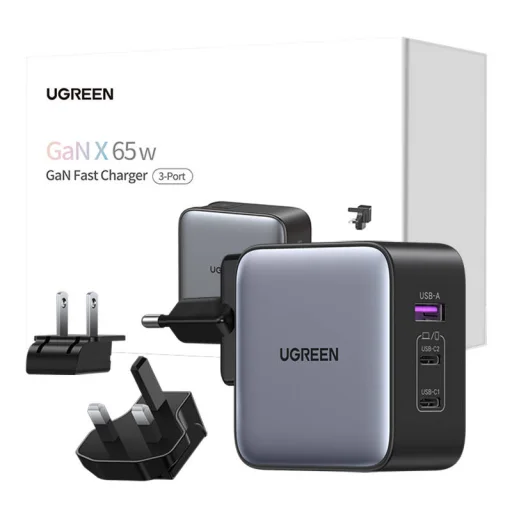 Ugreen Nexode hálózati töltő, 2x USB-C + USB, 65W - 1