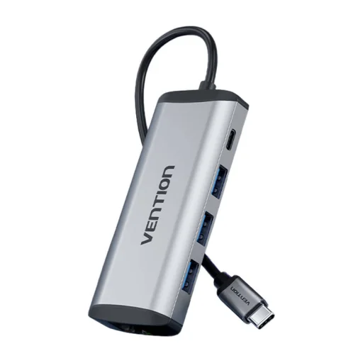 USB-C - USB-C Dokkoló Állomás, 3x USB3.0, PD 0.15m Vention THAHB, szürke - 1