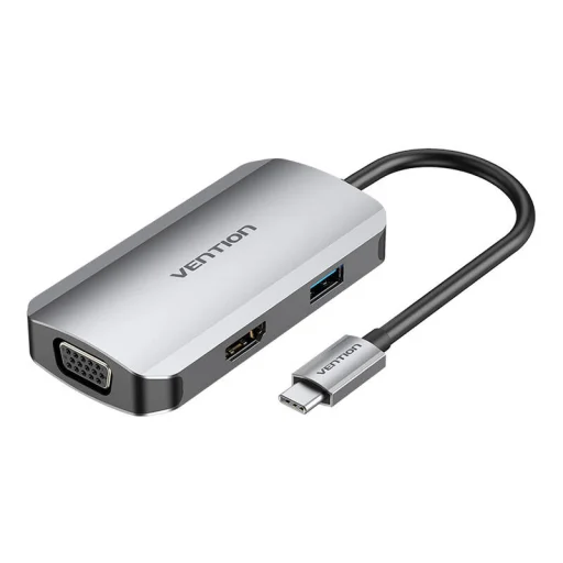 USB-C Dokkolóállomás HDMI, VGA, USB 3.0, PD 0.15m Vention TOAHB, szürke - 1