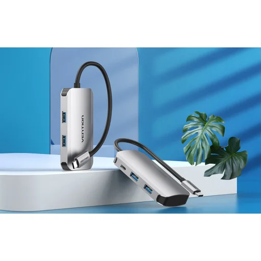 USB-C Dokkolóállomás 4x USB3.0, PD 0.15m Vention TNBHB (szürke) - 6