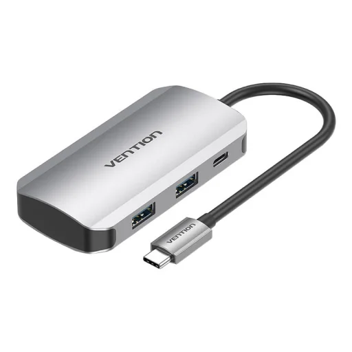 USB-C Dokkolóállomás 4x USB3.0, PD 0.15m Vention TNBHB (szürke) - 1