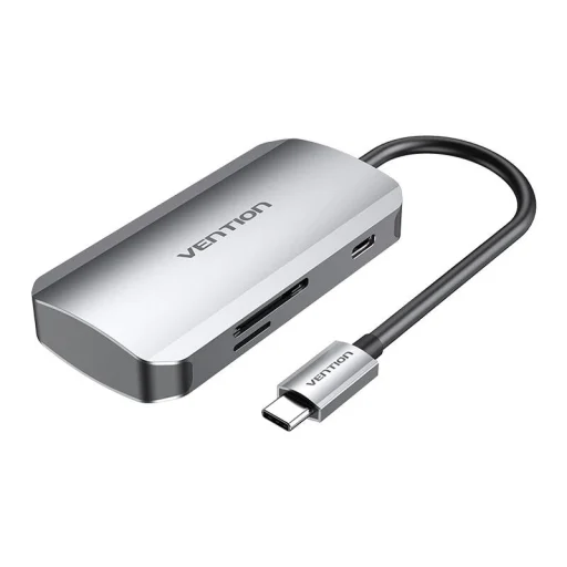 USB-C 3x USB3.0 Dokkolóállomás, SD, TF, PD 0,15m Vention TNHHB, szürke - 1