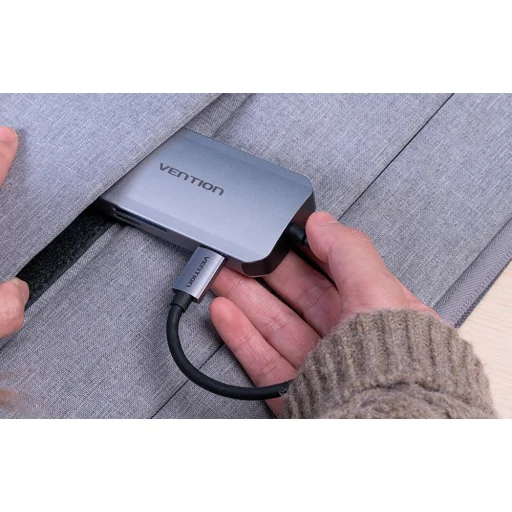 USB-C 3x USB3.0 Dokkolóállomás, SD, TF, PD 0,15m Vention TNHHB, szürke - 2