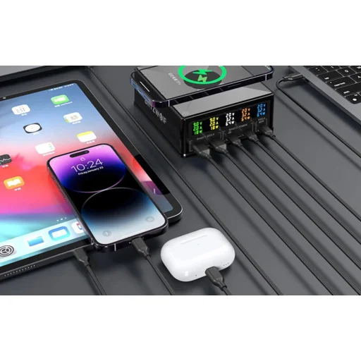 Blitzwolf 868H Hálózati töltő, 2xUSB-A, 3xUSB type-C, 160W (fekete) - 6