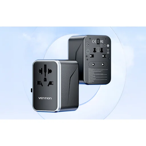 Vention FJFB0 GaN 2xUSB-C 2xUSB-A univerzális utazó adapter 65W (fekete) - 9