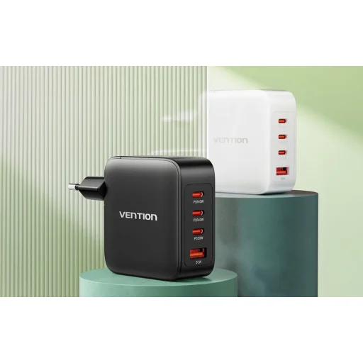 Vention, FEIW0-EU, Hálózati USB-C, Type-C töltő, 3xUSB-C, USB-A, 140W/140W/30W/18W, GaN (fehér) - 2