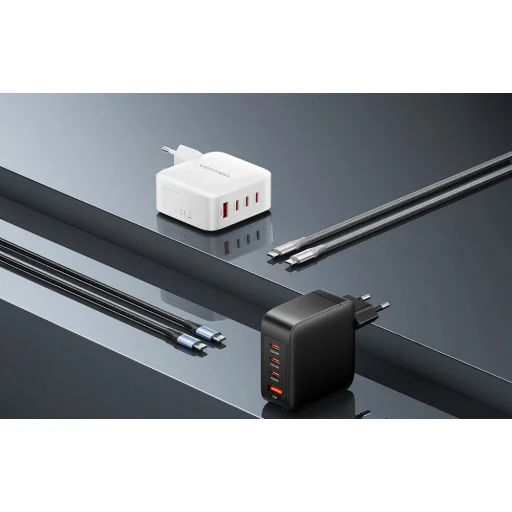 Vention, FEIW0-EU, Hálózati USB-C, Type-C töltő, 3xUSB-C, USB-A, 140W/140W/30W/18W, GaN (fehér) - 7