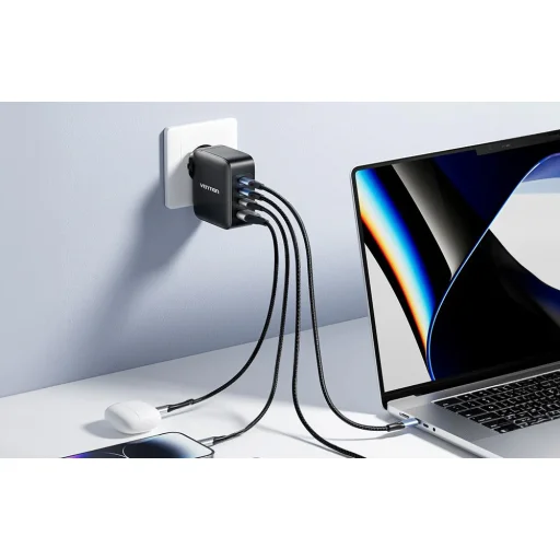 Vention, FEIW0-EU, Hálózati USB-C, Type-C töltő, 3xUSB-C, USB-A, 140W/140W/30W/18W, GaN (fehér) - 4