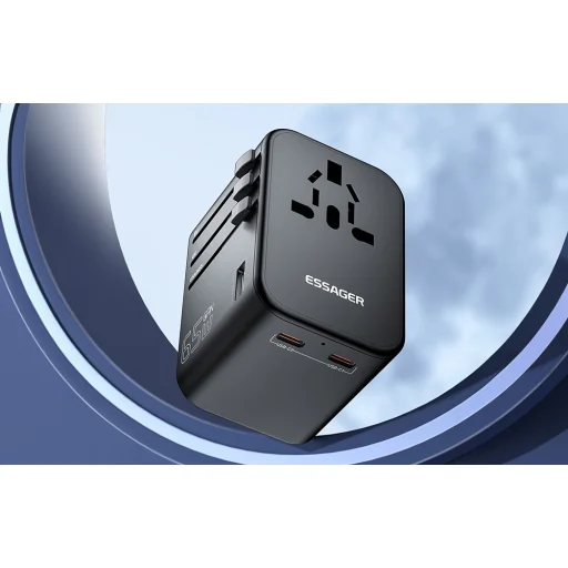 Utazó fali töltő, Essager, ECT65-LT01-Z, 65W (fekete) - 6