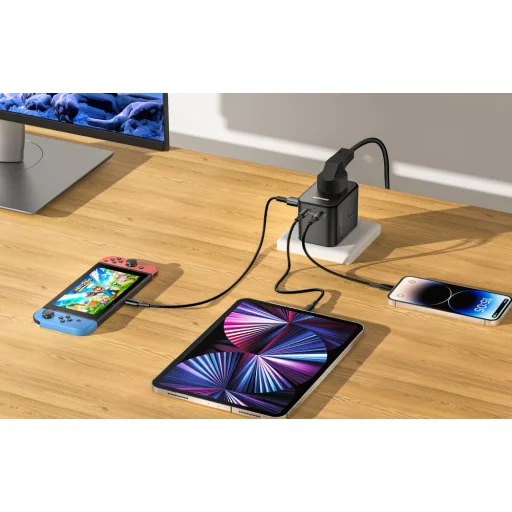 Utazó fali töltő, Essager, ECT65-LT01-Z, 65W (fekete) - 8