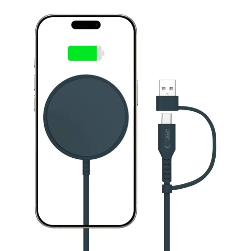 Tech-protect Qi15w-a44 Mágneses Magsafe Vezeték Nélküli Töltő Sötétkék - 2