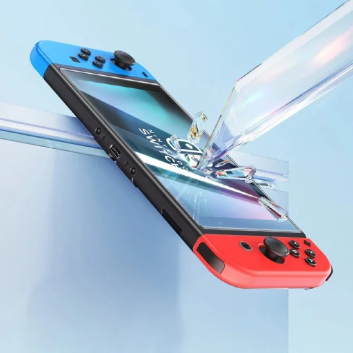 2x Baseus Crystal edzett üveg Nintendo Switch OLED 2021 + felszerelő készlet - átlátszó üvegfólia - 4