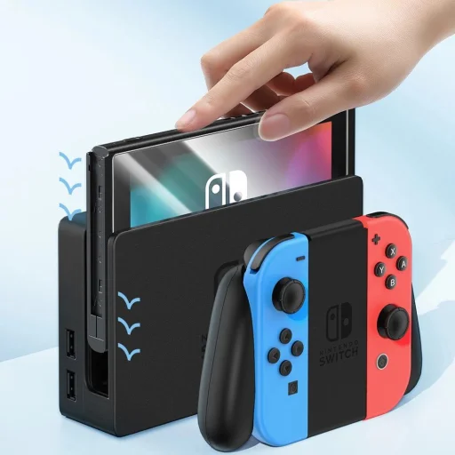 2x Baseus Crystal edzett üveg Nintendo Switch OLED 2021 + felszerelő készlet - átlátszó üvegfólia - 5