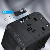 Choetech PD5009-BK GaN EU/US/UK/AU Utazási Adapter 2x USB-C USB-A 65W PD - Fekete thumbnail