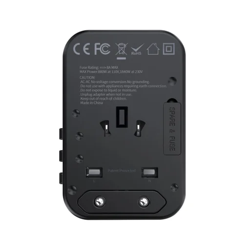 Choetech PD5009-BK GaN EU/US/UK/AU Utazási Adapter 2x USB-C USB-A 65W PD - Fekete - 3