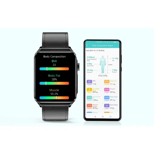 BlitzWolf BW-HL6 fekete bőrszíjas okosóra - 5