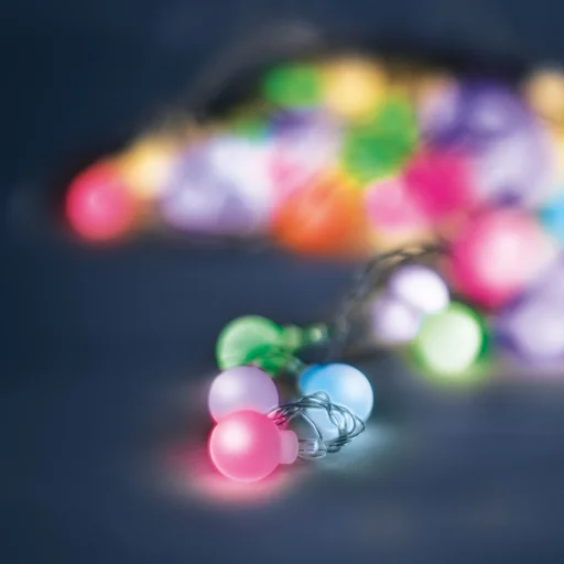 Napelemes LED Fényfüzér MATT GÖMBÖK SFB62 6,5m 30 gömb színes Forever Light tok - 2