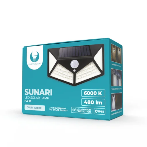 SUNARI Napelemes Lámpa LED FLS-65 100SMD PIR 6W 480lm 6000K 1200mAh Li-Ion Örök Fény - 6