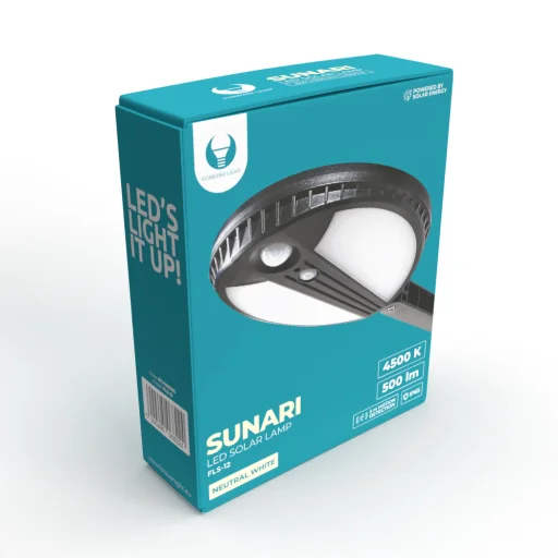 SUNARI Napelemes LED Lámpa FLS-12 70SMD PIR 6W 500lm 4500K 2400mAh Li-ion Örök Fény - 9