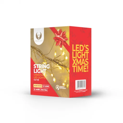 String fényfüzér ARANYÁG CLF-03z 480LED hideg fehér 3m + 5m Forever Light - 6