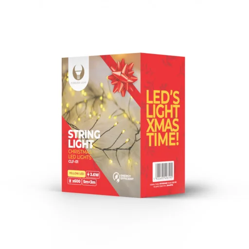 Zöld Ág Füzér CLF-01 600LED sárga 6m + 5m kábel Mindig Világít - 6