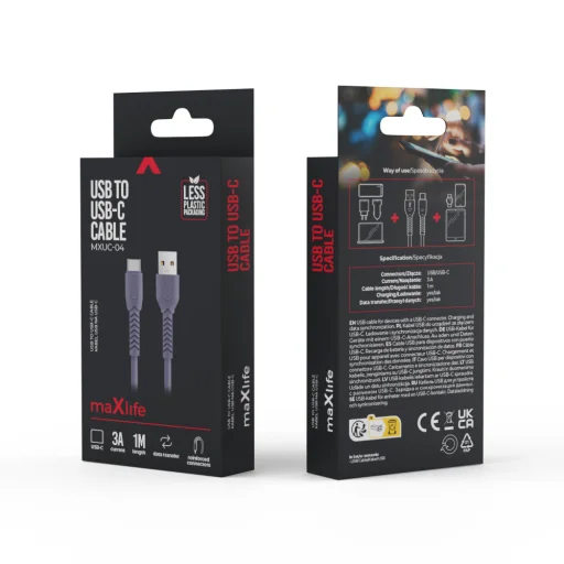 Maxlife MXUC-04 kábel USB - USB-C 1,0 m 3A ibolya - 6