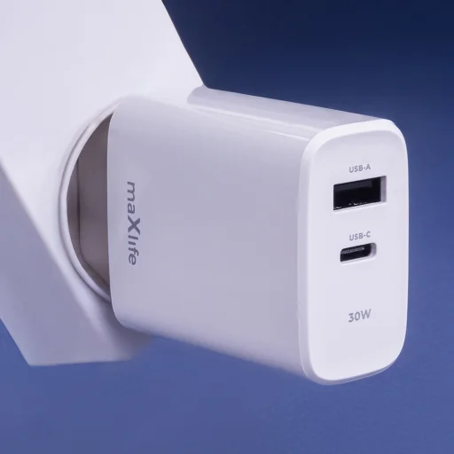 Maxlife MXTC-10-30AC PD QC töltő 1x USB-C 1x USB 30W fehér - 4