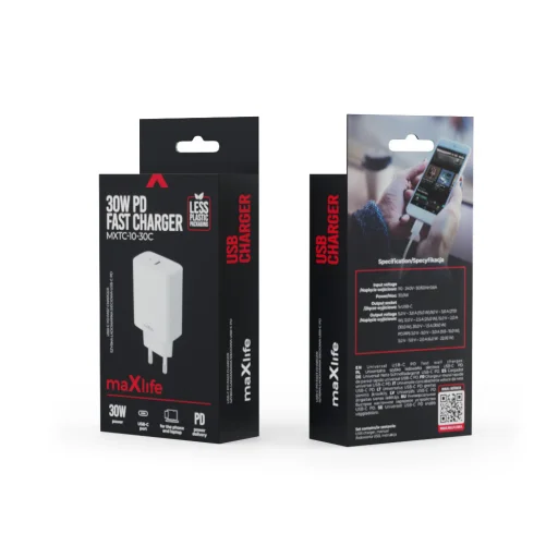 Maxlife MXTC-10-30C PD QC töltő 1x USB-C 30W fehér - 7